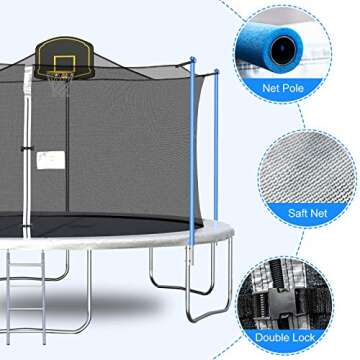 Tatub 16FT Trampoline with Enclosure Net - Safe, Durable & Fun for Kids