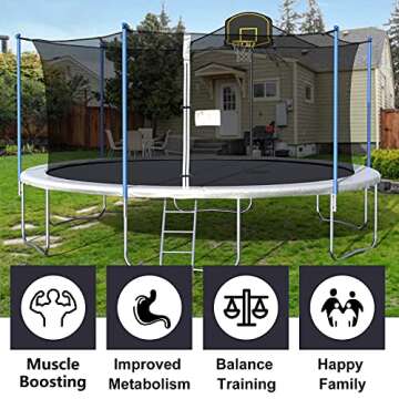 Tatub 16FT Trampoline with Enclosure Net for Family Fun