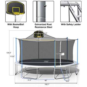Tatub 16FT Trampoline with Enclosure Net for Family Fun