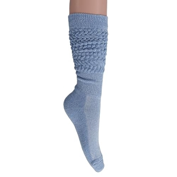 AWS Slouch Scrunch Socks for Women in Light Blue