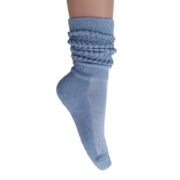 AWS Slouch Scrunch Socks for Women in Light Blue
