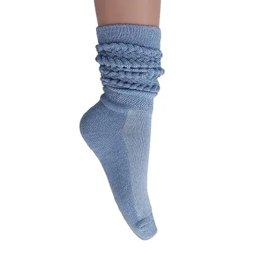 AWS Slouch Scrunch Socks for Women in Light Blue