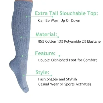 AWS Slouch Scrunch Socks for Women in Light Blue