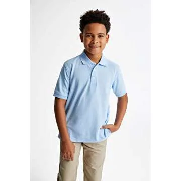 French Toast Boys Short Sleeve Polo Shirt, Light Blue