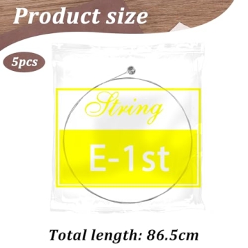 5 Pack High E String Acoustic Guitar, Acoustic Guitar Strings Bright and Well Balanced Tone Light Tension Guitar Replacement Steel String Corrosion Resistant Rust-Prevent Guitar String E-1st