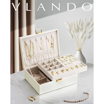 Vlando Cream White Jewelry Box for Women