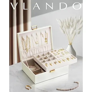 Vlando Cream White Jewelry Box for Women