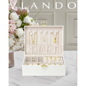 Vlando Cream White Jewelry Box for Women