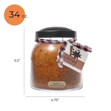A Cheerful Giver — Orange Cinnamon Clove - 34oz Papa Scented Candle Jar with Lid - Keepers of the Light - 155 Hours of Burn Time, Gift for Women, Orange