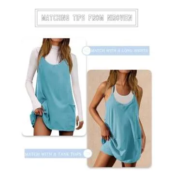 Nirovien Womens Romper Dress with Shorts Sleeveless Tennis Dresses V Neck Athletic Workout Mini Dresses(Sky Blue,S)