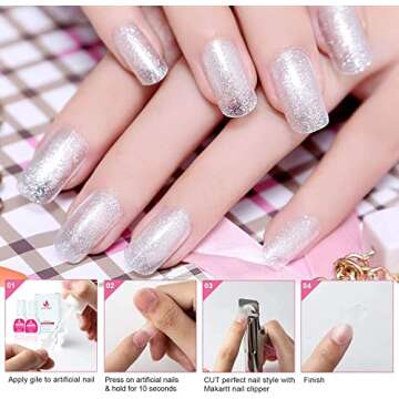 MAGIC ARMOR Nail Glue（60ml） for Acrylic Nails,Brush on Nail Glue for Broken Nails Professional Quick & Strong False Nail Tip Glue,Super Adhesive Nail Bond,4pcs Nail Glue Bulk for Fake Nails