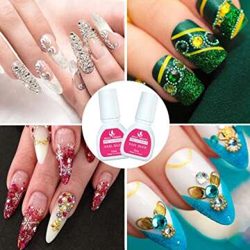 MAGIC ARMOR Nail Glue（60ml） for Acrylic Nails,Brush on Nail Glue for Broken Nails Professional Quick & Strong False Nail Tip Glue,Super Adhesive Nail Bond,4pcs Nail Glue Bulk for Fake Nails