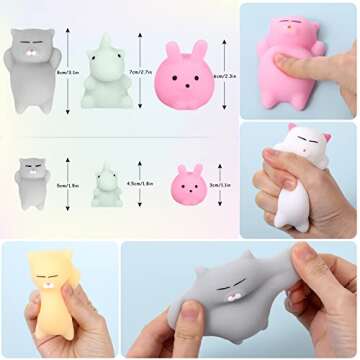 6PCS Squishy Toys for Kids - 3 Large + 3 Small Kawaii Mochi Squishy Stress Relievers, Cute Rabbit & ...