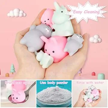 6PCS Squishy Toys for Kids - 3 Large + 3 Small Kawaii Mochi Squishy Stress Relievers, Cute Rabbit & taba Squishy Cat Party Favors, Anxiety Relief Toys