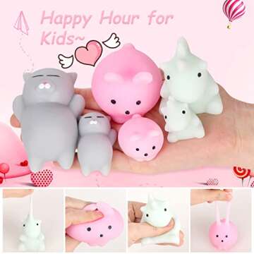 6PCS Squishy Toys for Kids - 3 Large + 3 Small Kawaii Mochi Squishy Stress Relievers, Cute Rabbit & taba Squishy Cat Party Favors, Anxiety Relief Toys