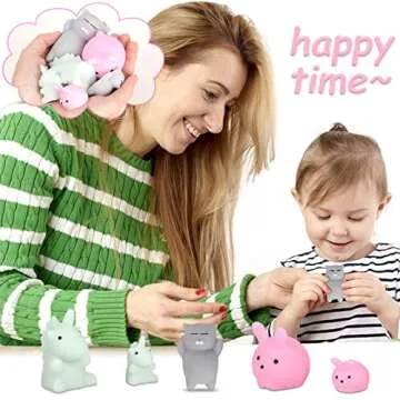 6PCS Squishy Toys for Kids - 3 Large + 3 Small Kawaii Mochi Squishy Stress Relievers, Cute Rabbit & taba Squishy Cat Party Favors, Anxiety Relief Toys