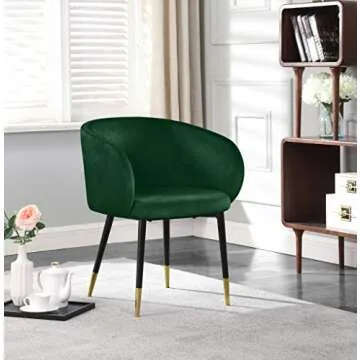 Luxurious Green Velvet Upholstered Dining Chair with Metal Legs