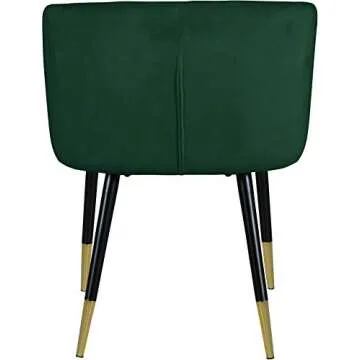 Modern Green Velvet Dining Chair with Gold Tips