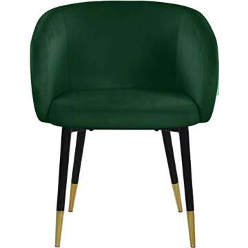 Modern Green Velvet Dining Chair with Gold Tips
