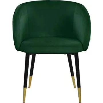 Modern Green Velvet Dining Chair with Gold Tips