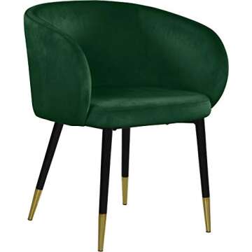 Modern Green Velvet Dining Chair with Gold Tips