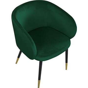 Modern Green Velvet Dining Chair with Gold Tips