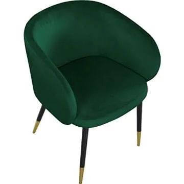 Modern Green Velvet Dining Chair with Gold Tips