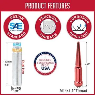 Spiked 4.4" Long Lug Nuts for Chevy Ford Ram Trucks