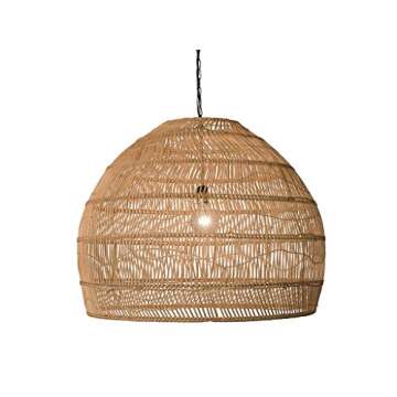 KOUBOO 1050101 Open Weave Cane Rib Bell Hanging Ceiling Lamp, One Size, Wheat