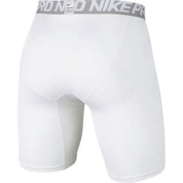 NIKE Men's Pro Shorts, White/Matte Silver/Black, Large