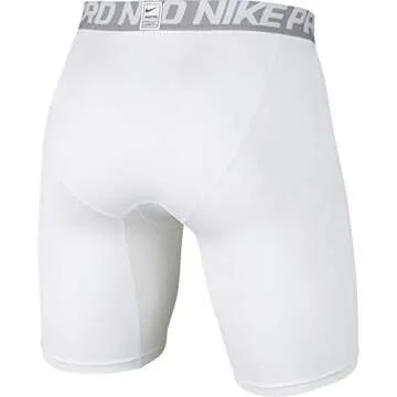 NIKE Men's Pro Shorts, White/Matte Silver/Black, Large