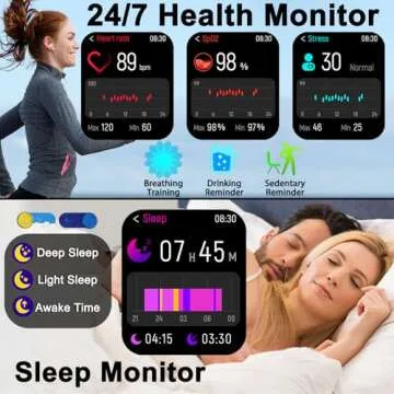 Smart Watch for Women Men, 1.85" HD Smartwatch (Answer/Make Call), Fitness Tracker with 100+ Sport Modes, IP68 Waterproof, Heart Rate/Sleep/Spo2 Monitor, Activity Tracker for Android and iPhone