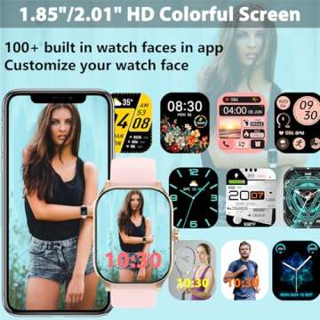Smart Watch for Women Men, 1.85" HD Smartwatch (Answer/Make Call), Fitness Tracker with 100+ Sport Modes, IP68 Waterproof, Heart Rate/Sleep/Spo2 Monitor, Activity Tracker for Android and iPhone