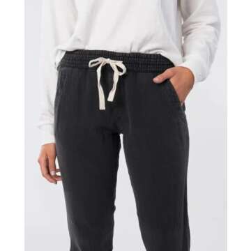 Rip Curl Misses Classic Surf, Casual Stretch Beach Pants for Women, Black, Medium