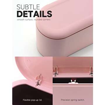 MONGTINGLU Mini Trash Can with Lid Removable Small Garbage Can, Tiny Plastic Trash Bin, Pop Up Countertop Wastebasket, Counter Garbage Lint Bin for Bathroom,Office,Kitchen,Desk,Coffee Table(Pink)