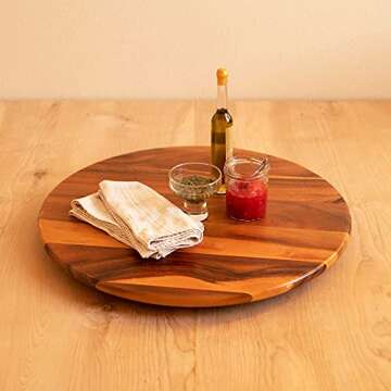 Villa Acacia Lazy Susan 22 Inch Wooden Turntable Organizer