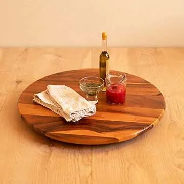Villa Acacia Lazy Susan 22 Inch Wooden Turntable Organizer