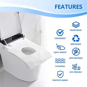 Toilet Seat Covers (60 pack), XL Flushable and Biodegradable Paper Cover Disposable for Adult and Ki...