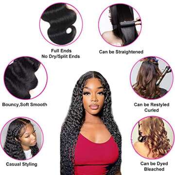 U Part Wigs Human Hair Wigs for Black Women Deep Wave Human Hair 180% Density Brazilian Hair Full Head Clip in Half Wig V Part Glueless wigs Human Hair Pre Plucked U Shape Wigs Natural Color(22 inch)