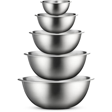 Stainless Steel Mixing Bowls Set of 5 - Easy Clean