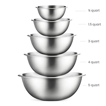 Stainless Steel Mixing Bowls Set of 5 - Easy Clean