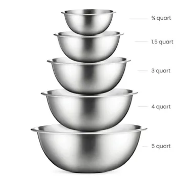 Stainless Steel Mixing Bowls Set of 5 - Easy Clean