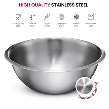 Stainless Steel Mixing Bowls Set of 5 - Easy Clean