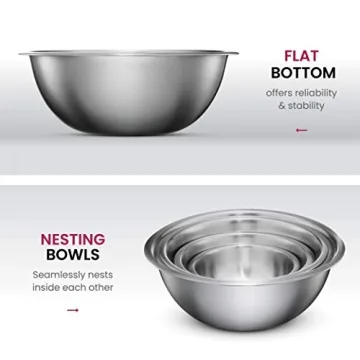 Stainless Steel Mixing Bowls Set of 5 - Easy Clean