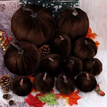 Gresorth 12pcs Large Velvet Halloween Pumpkins for Fall