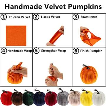 Gresorth 12pcs Large Fake Velvet Halloween Pumpkins Artificial Handmade Fall Harvest Centerpiece Decoration for Home Kitchen Farmhouse Thanksgiving Wedding - Brown