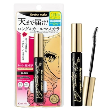 HEROINE MAKE by KISSME Long & Curl Up Waterproof Mascara Black, Lengthening & Volume Fiber Tubing Mascara Makeup, WP 01