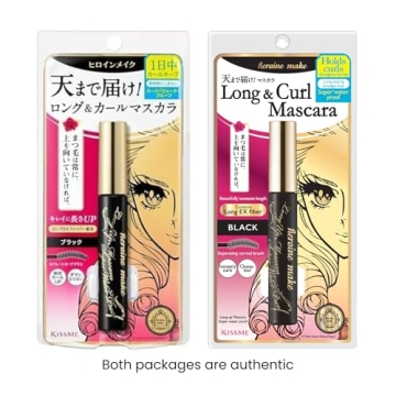 HEROINE MAKE by KISSME Long & Curl Up Waterproof Mascara Black, Lengthening & Volume Fiber Tubing Mascara Makeup, WP 01