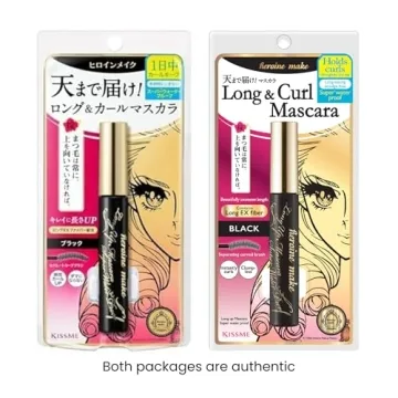 HEROINE MAKE by KISSME Long & Curl Up Waterproof Mascara Black, Lengthening & Volume Fiber Tubing Mascara Makeup, WP 01