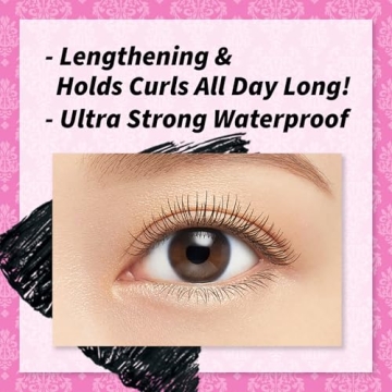 HEROINE MAKE by KISSME Long & Curl Up Waterproof Mascara Black, Lengthening & Volume Fiber Tubing Mascara Makeup, WP 01